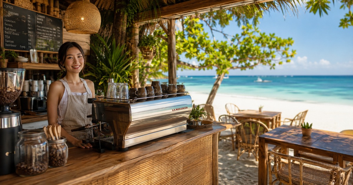 Panglao coffee shop with ocean view